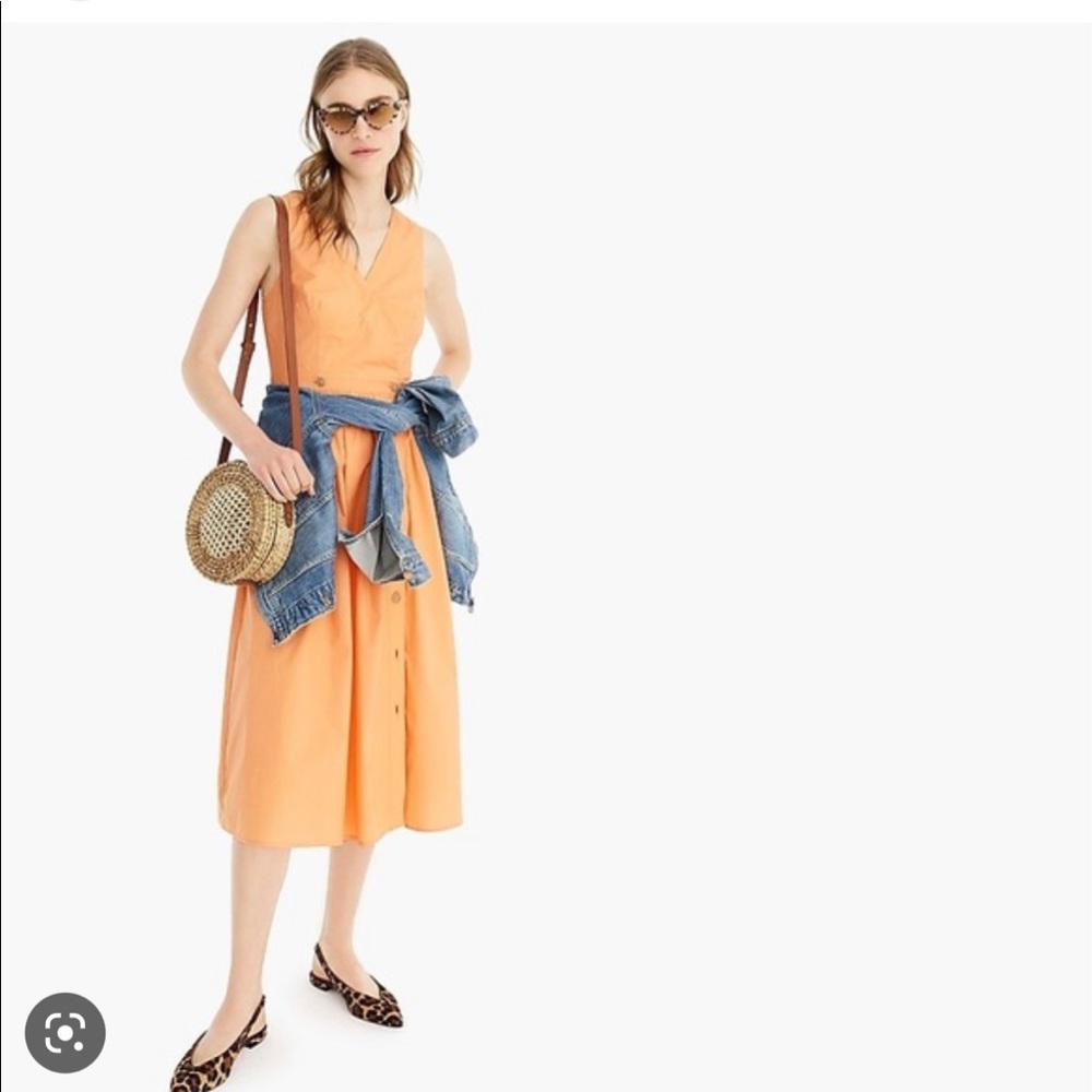 Orange button up midi dress